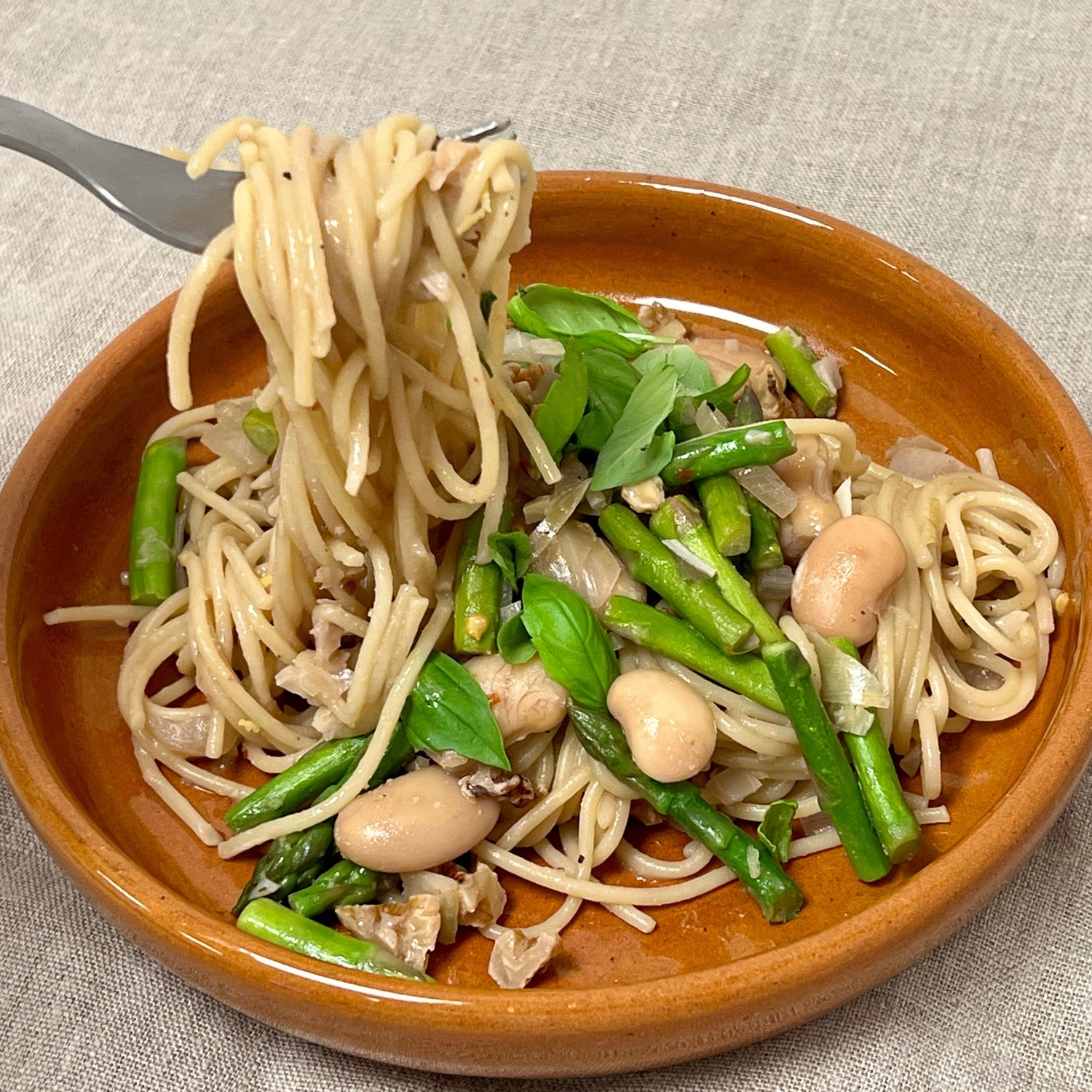 Citronpasta med asparges | Spaghetti med asparges, citron og butterbeans