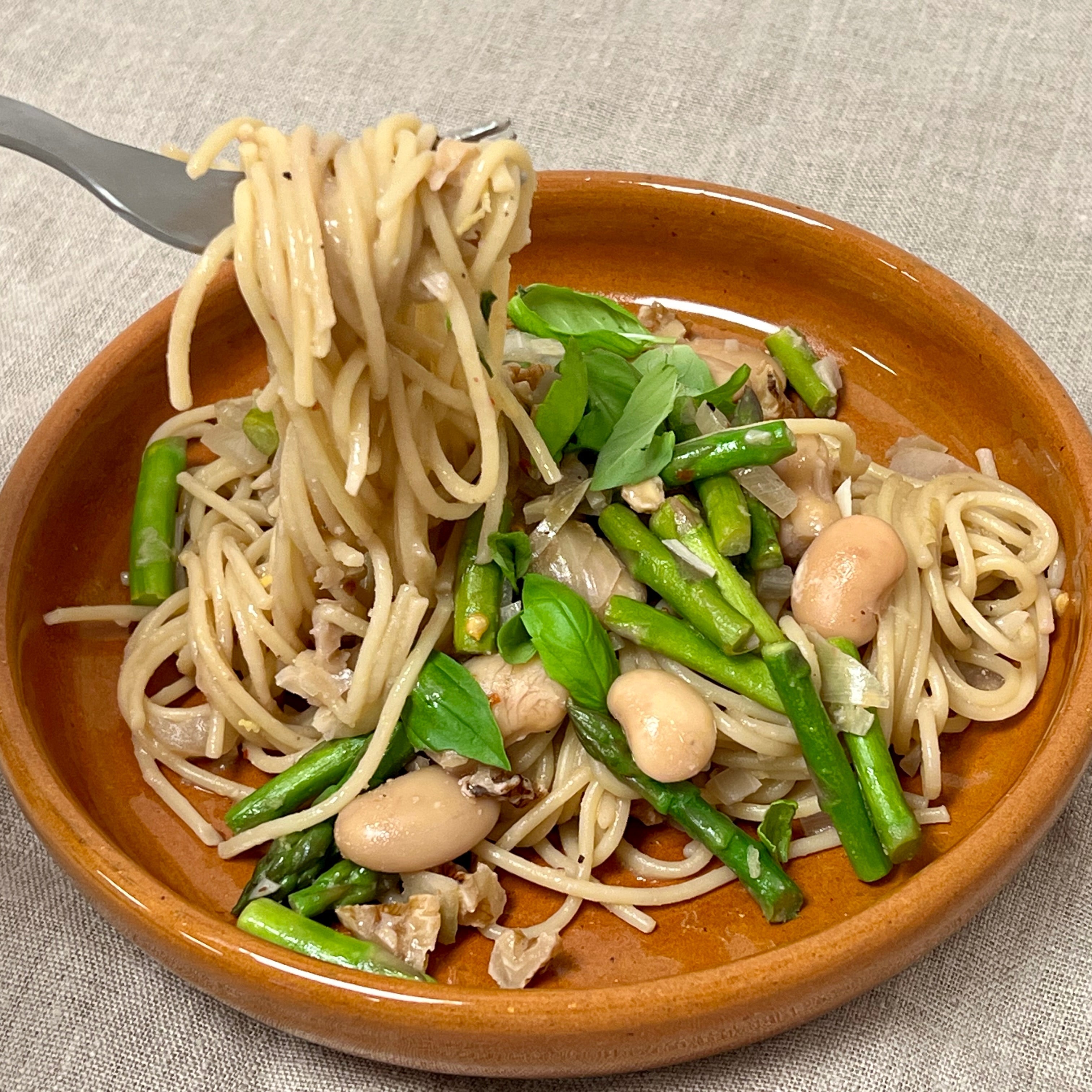 Citronpasta med asparges | Spaghetti med asparges, citron og butterbeans