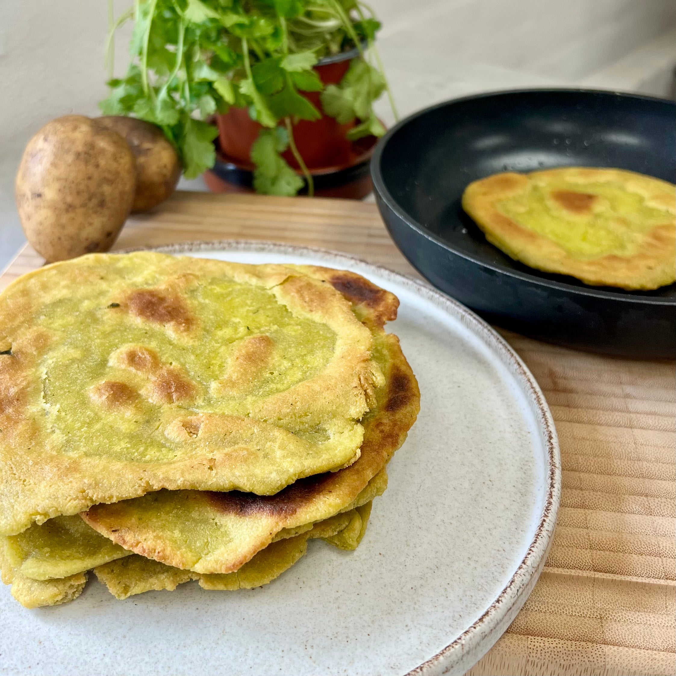Kartoffelpandekager med citron og koriander