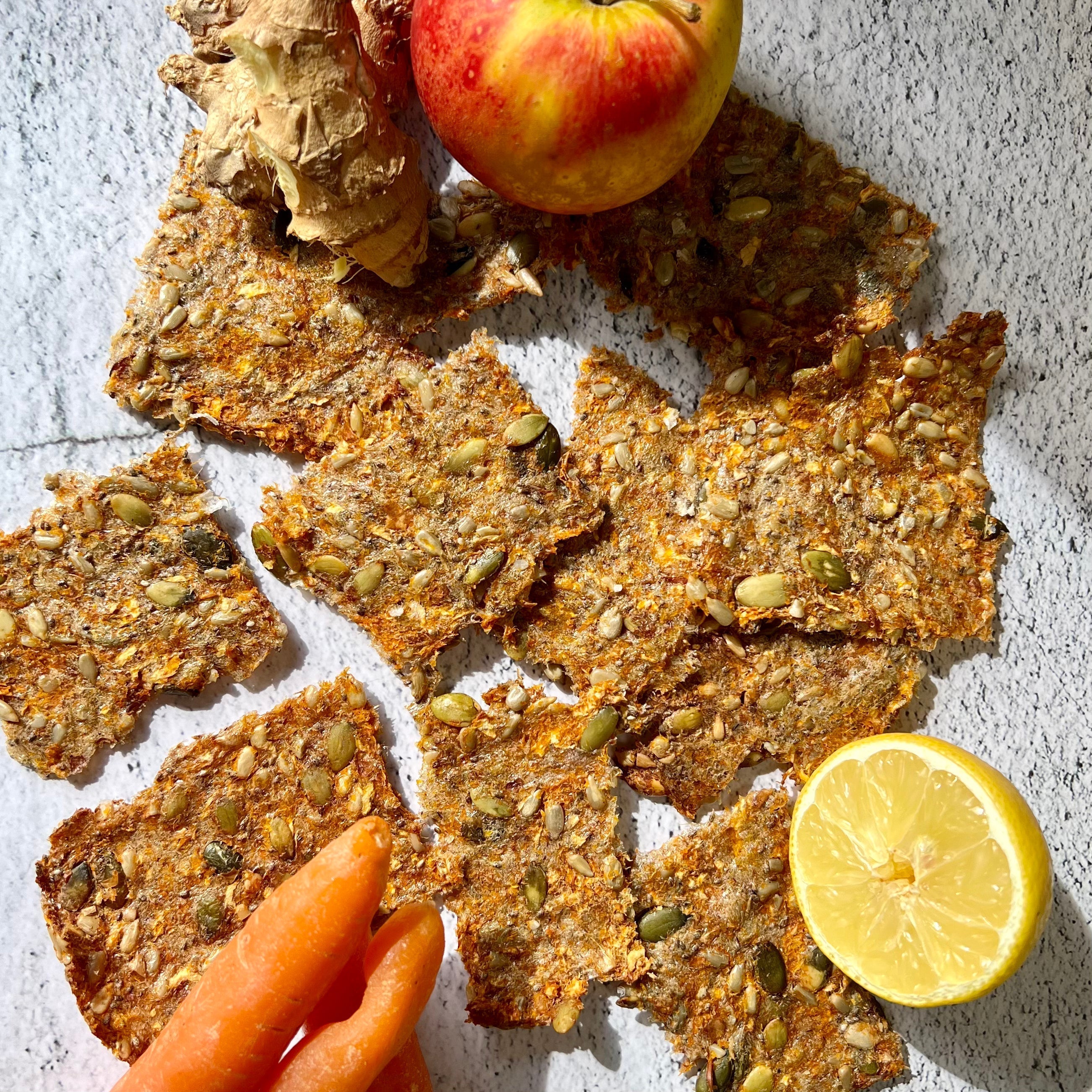 Knækbrød med juicepulp | Knækbrød med grøntsager