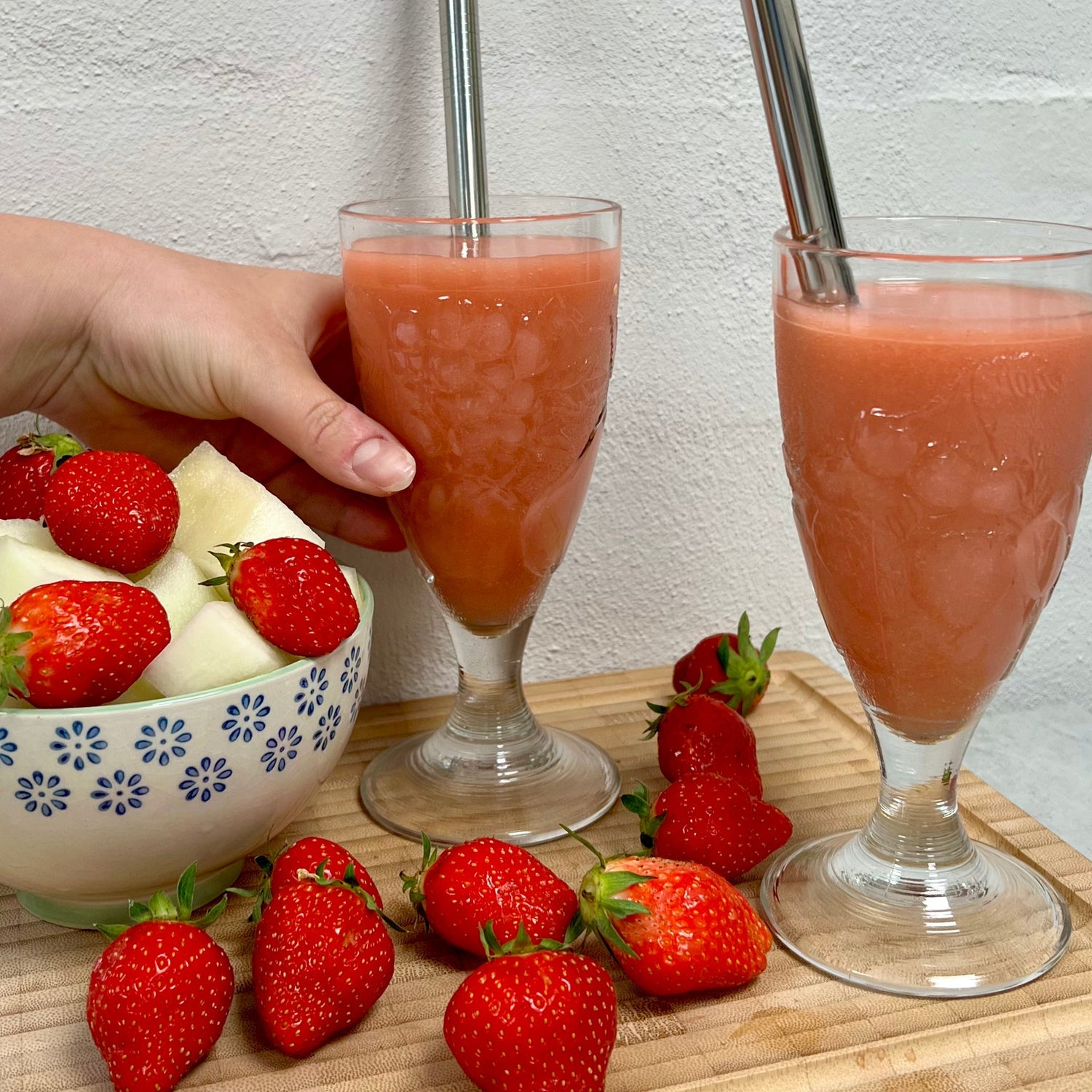 Sommersmoothie | Smoothie med honningmelon og jordbær