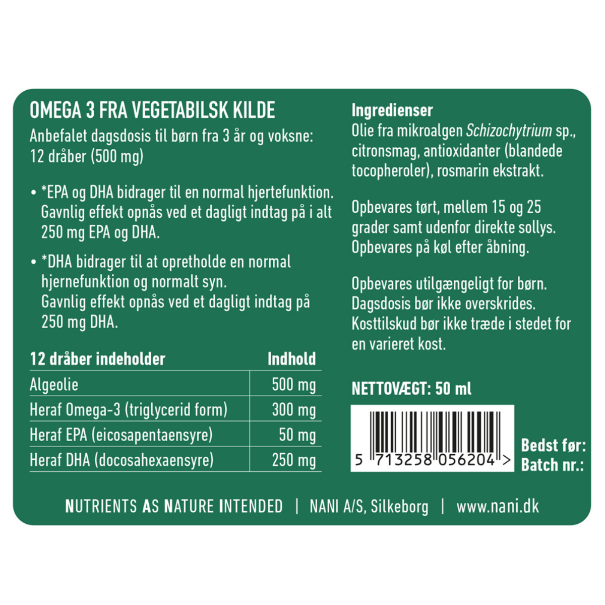 Nani Alge Omega 3, 50 ml.