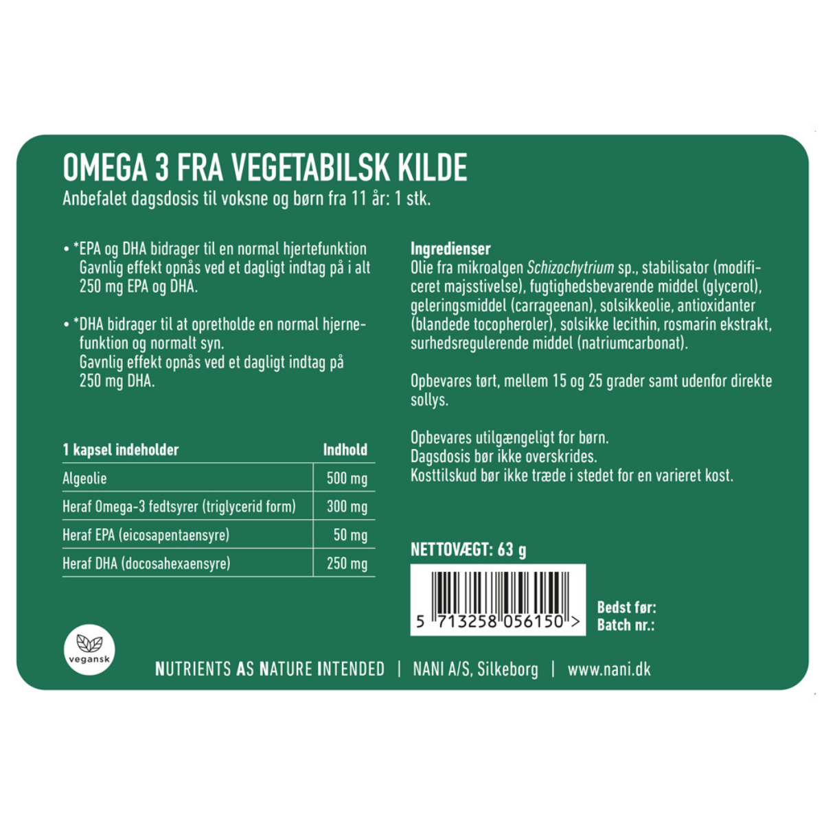 Nani Alge Omega 3, 90 stk.