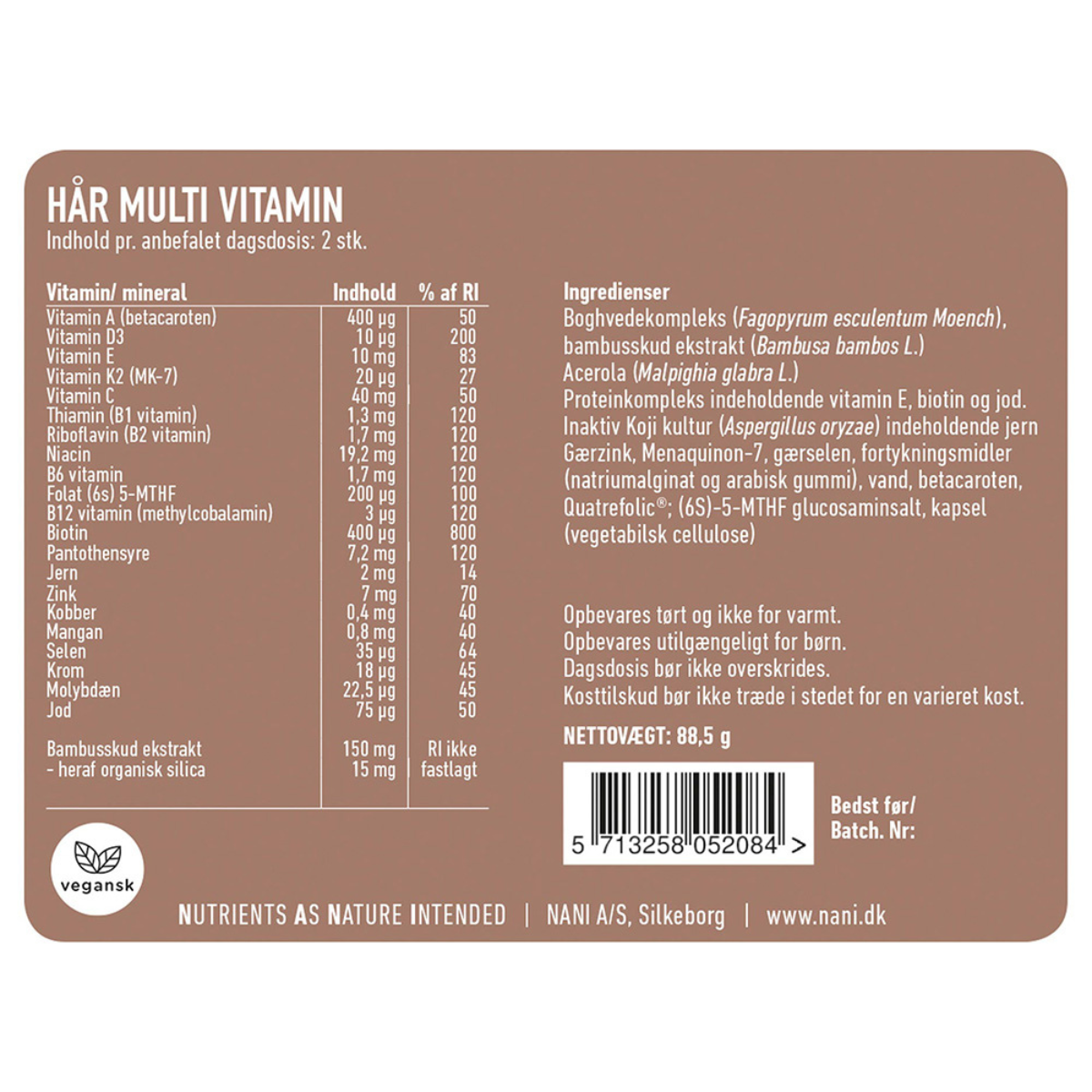 Nani Hår Multivitamin, 120 stk.