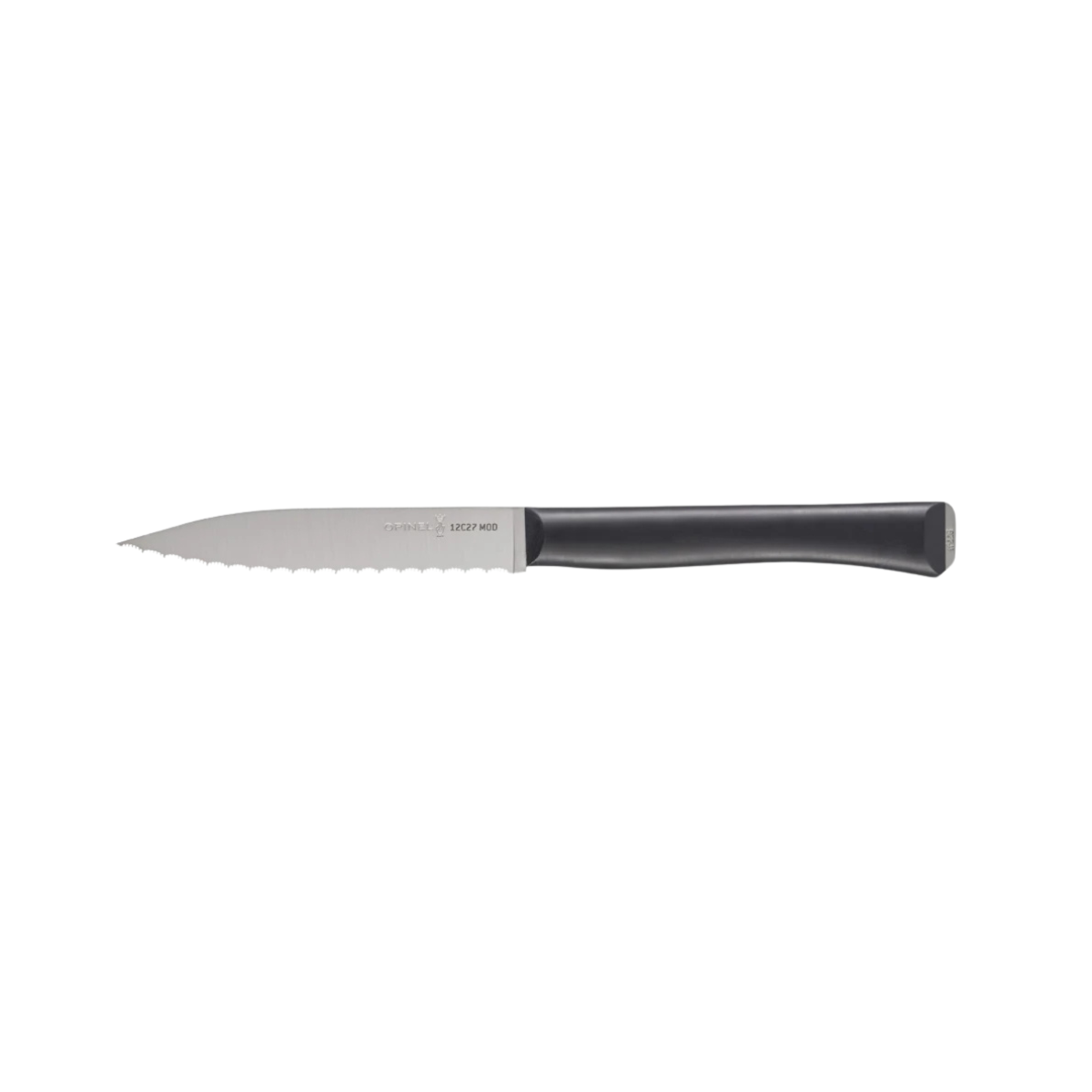 Opinel No. 226 Stainless Steel takket skrællekniv, 10 cm, Sort