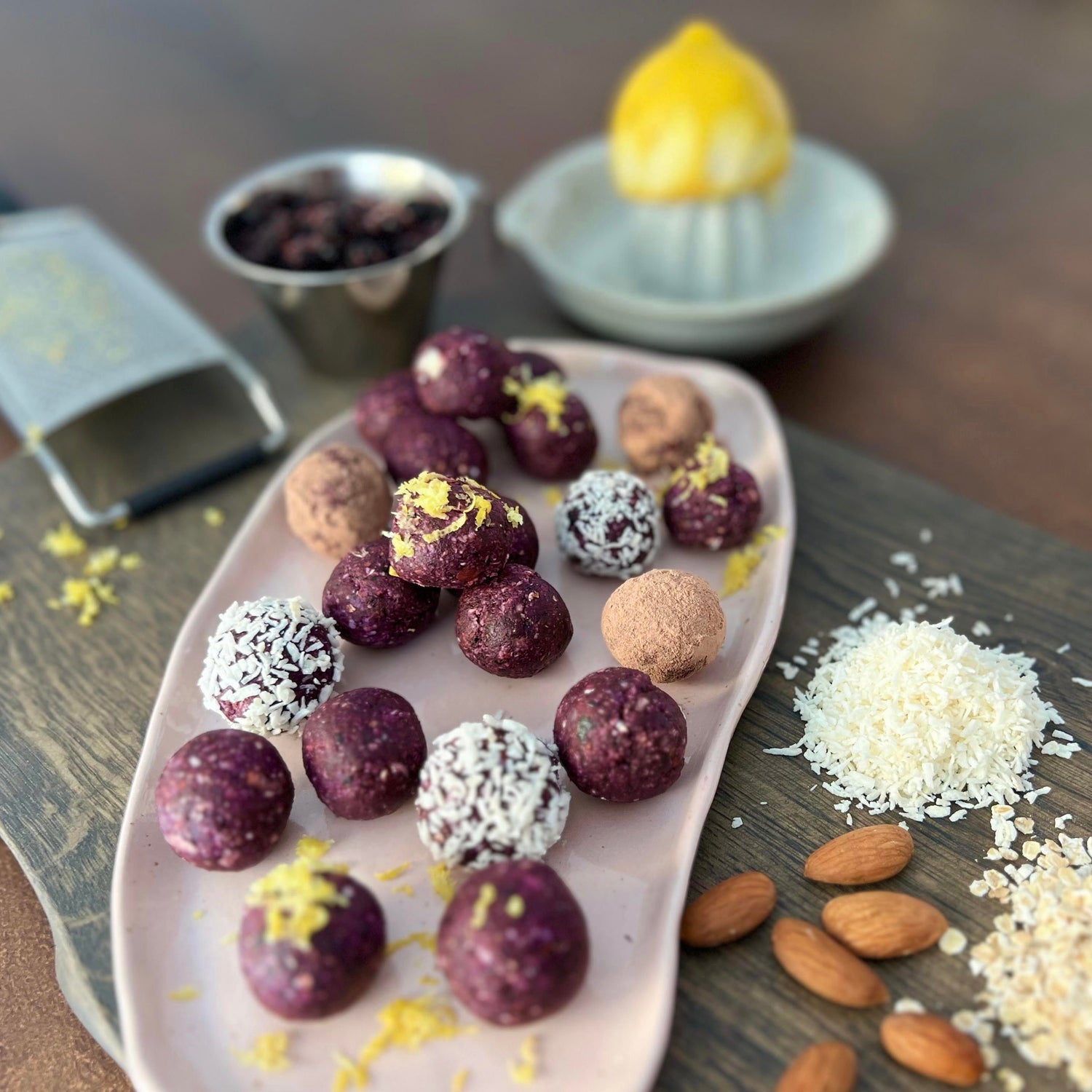 Blueberry Bliss Balls | Bliss balls med blåbær