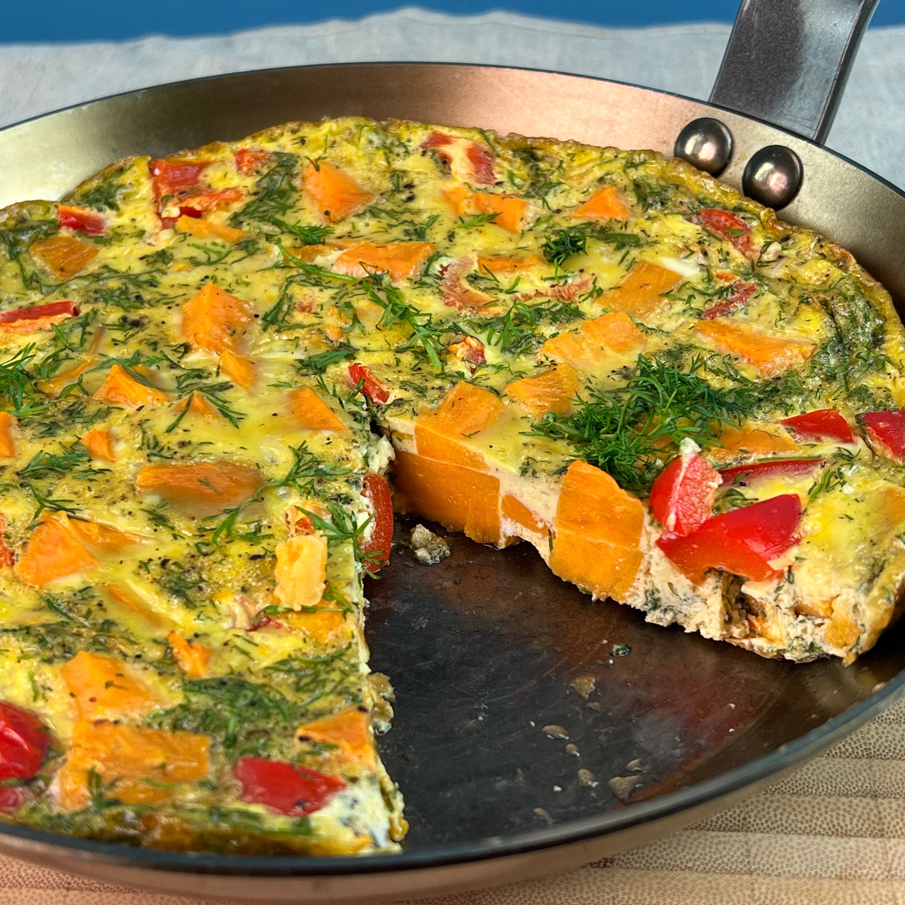 Æggekage | Æggekage med sød kartoffel og peberfrugt