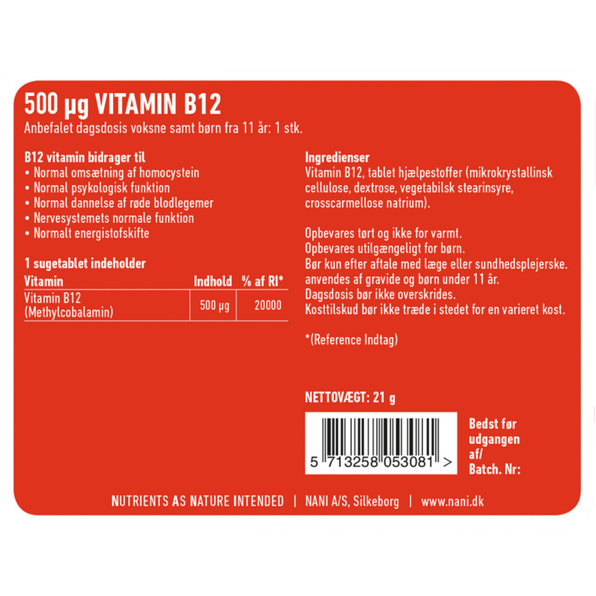 Nani Vitamin B12, 90 stk.