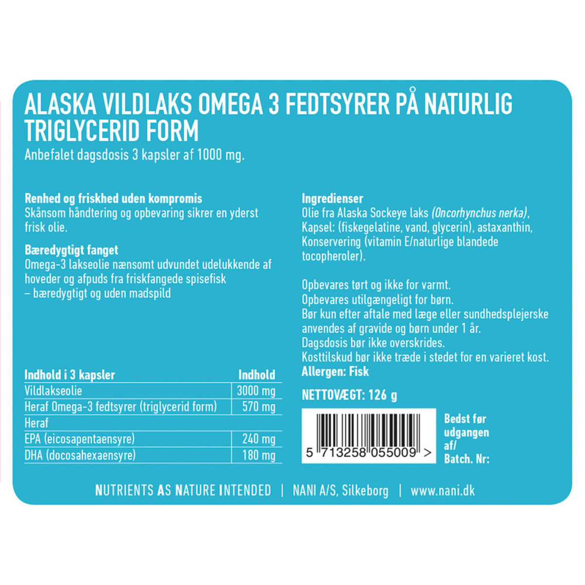 Nani Alaska Vildlaks Omega 3, 90 stk.