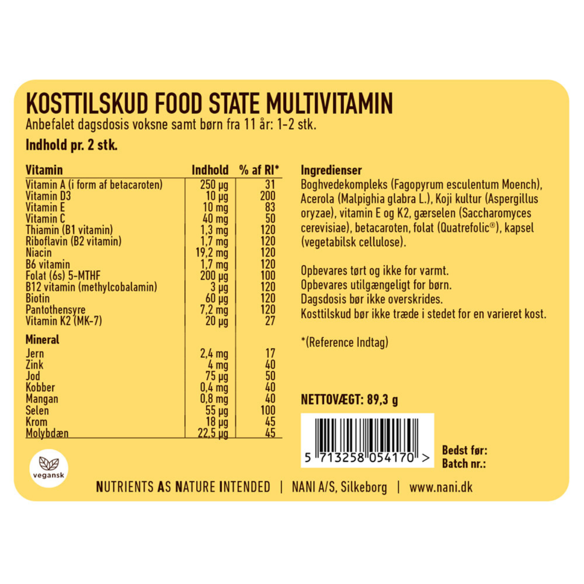 Nani Multivitamin Food State, 150 stk.