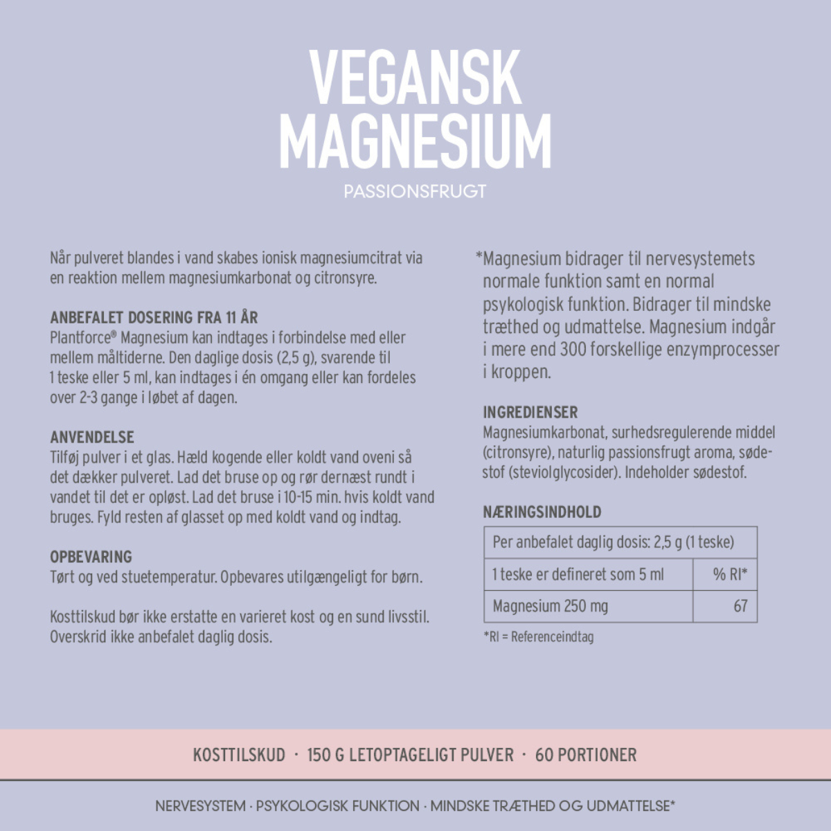 Plantforce Vegansk Magnesium Passionsfrugt, 150 g