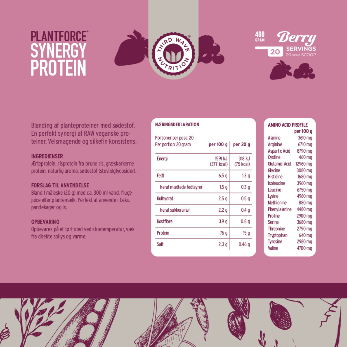 Plantforce Synergy Protein Berry, 400 g