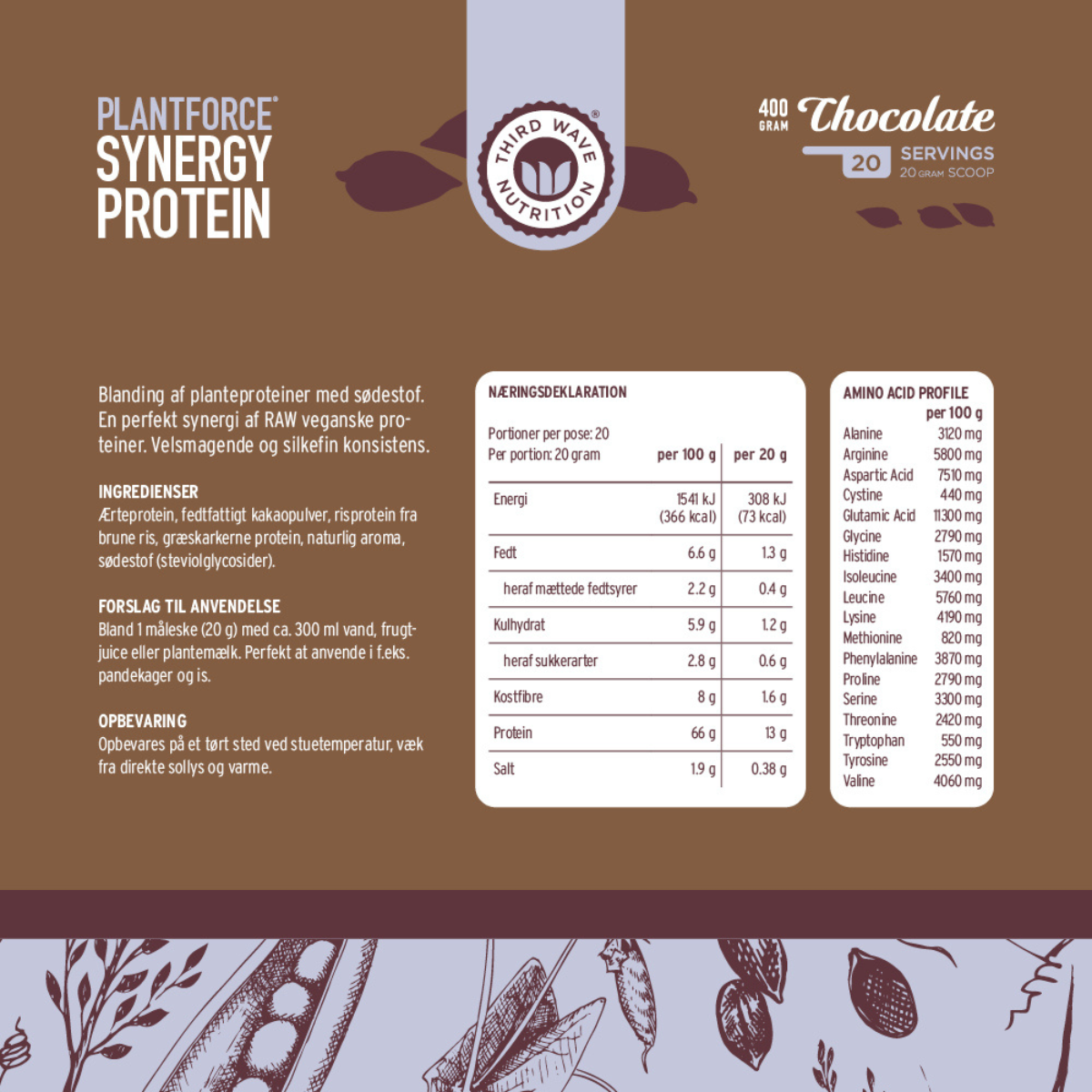 Plantforce Synergy Protein Chocolate, 400 g